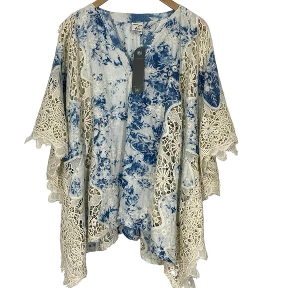 Mind Set XCVI Embroidered Crochet Tunic Top Women’s Size S/M Beach Resort Boho - Picture 1 of 8